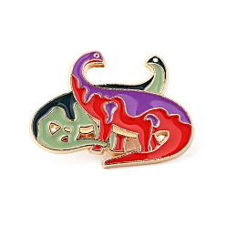 Colorful Dinosaur Enamel Pin, Light Gold Plated Alloy Badge for Backpack Clothes, Colorful, 26x35.5x1.5mm