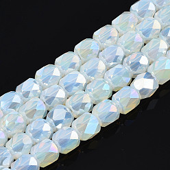 Clair Perles en verre electroplate, de couleur plaquée ab , facette, colonne, clair, 5.5x5mm, Trou: 1.2mm, Environ 99 pcs/chapelet, 21.85 pouce (55.5 cm)