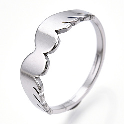 Color de Acero Inoxidable 304 anillo ajustable de ala de acero inoxidable para mujer, color acero inoxidable, tamaño de EE. UU. 6 1/2 (16.9 mm)