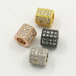 Mixed Color Brass Cubic Zirconia Beads, Hexagon, Mixed Color, 8x10mm, Hole: 6.5mm