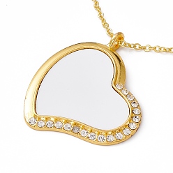 Сердце Сублимация пустой алюминиевый кулон ожерелье, сплав пустой фото кулон ожерелье для мужчин женщин, золотые, Сердце Pattern, 28.46 дюйм (72.3 см), лист: 28x32.5x0.5 мм