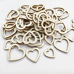 PapayaWhip Unfinished Wood Heart Shape Discs Slices, Wood Pieces for DIY Embellishment Crafts, PapayaWhip, 3cm, 100pcs/set