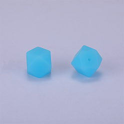 Светло-голубой Шестиугольные силиконовые бусины, жевательные бусины для чайников, DIY уход за ожерельем, светло-голубой, 23x17.5x23 мм, отверстие : 2.5 мм