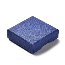 Azul Cajas de sistema de la joyería de cartón, con la esponja en el interior, plaza, azul, 5.05~5.1x5.1x1.67 cm