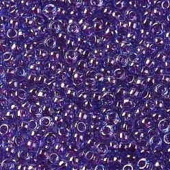 (252) Inside Color Aqua/Purple Lined Круглые бусины toho, японский бисер, (252) внутри цвет бирюзовый / фиолетовый на подкладке, 8/0, 3 мм, отверстие : 1 мм, Около 1110 шт / 50 г