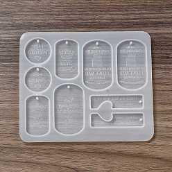 Others DIY Quote Couple Pendant Silicone Molds, Resin Casting Molds, for UV Resin, Epoxy Resin Jewelry Making, Geometric Pattern, 127x107x5mm, Hole: 2mm, Inner Diameter: 12~28x24~50mm