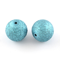 Deep Sky Blue Crapy Exterior Acrylic Beads, Round, Deep Sky Blue, 20mm, Hole: 2mm, about 105pcs/500g