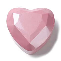 Pink Boîtes de rangement pour anneaux en plastique en forme de coeur, coffret cadeau pour bague à bijoux avec intérieur en velours et lumière LED, rose, 7.15x6.4x4.35 cm