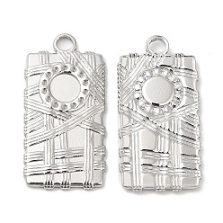Stainless Steel Color 304 Stainless Steel Pendants, Rectangle Charm, Stainless Steel Color, 27.5x14x2mm, Hole: 3mm