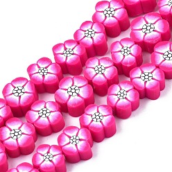 Camellia Handmade Polymer Clay Beads Strands, Flower, Camellia, 8~10.5x8~10x4~5mm, Hole: 1.2mm, about 36~39pcs/strand, 12.40 inch~ 14.17inch(31.5cm~36mm)