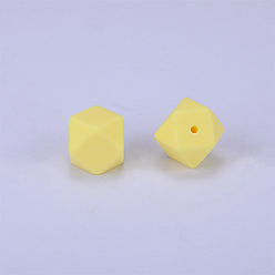 Jaune Clair Perles de silicone hexagonales, perles à mâcher pour les jouets de dentition, Diy soins infirmiers colliers faisant, jaune clair, 23x17.5x23mm, Trou: 2.5mm