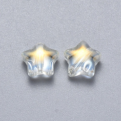 Clear AB Transparent Spray Painted Glass Beads, AB Color Plated, Star, Clear AB, 8x8.5x4mm, Hole: 1mm