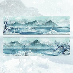 Turquoise Pálido Cinta adhesiva de papel con patrón de montaña nevada, para hacer tarjetas, scrapbooking, diario, planificador, sobre y cuadernos, turquesa pálido, 50 mm, aproximadamente 3.28 yardas (3 m) / rollo