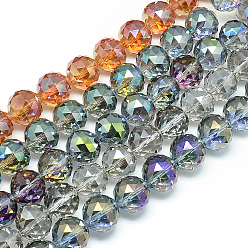 Mixed Color Electroplate Glass Bead Strands, Faceted, Round, Mixed Color, 15~16x16mm, Hole: 2mm, about 50pcs/strand, 30 inch