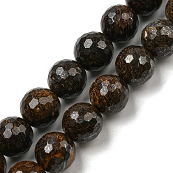 Bronzite Bronzite naturelles brins de perles, à facettes (128 facettes), ronde, 10~10.5mm, Trou: 1.2mm, Environ 36~37 pcs/chapelet, 14.76~15.16 pouce (37.5~38.5 cm)