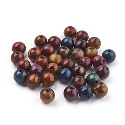 Mixed Color Acrylic Beads, Imitation Tiger Eye Beads, Round, Mixed Color, 11.5~12mm, Hole: 2mm, about 520pcs/500g