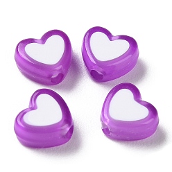 Medium Orchid Heart Acrylic Beads, Bead in Bead, Medium Orchid, 7x8x4mm, Hole: 1.8mm, about 2777pcs/500g