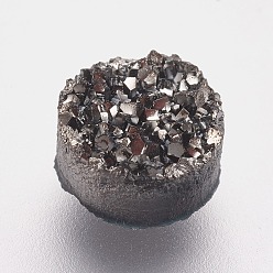 Шифер Серый Смола имитация друзы кварцевые кабошоны, плоско-круглые, шифер серый, 6x3~3.5 мм
