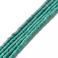 Light Sea Green Synthetic Turquoise Heishi Beads Strands, Dyed, Flat Round/Disc, Light Sea Green, 2.5x1.5~2.5mm, Hole: 0.7mm, about 287pcs/strand, 15.08''(38.3cm)