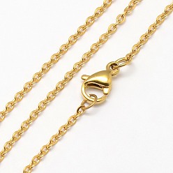 Золотой Модные унисекс 304 ожерелья из нержавеющей стали, с омаром застежками, золотые, 17.7 дюйм (44.9 см), 2x1.5x0.3 мм