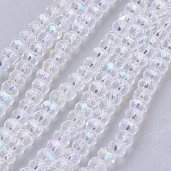 Clear AB Electroplate Glass Bead Strands, AB Color, Faceted, Rondelle, Clear AB, 3x2mm, Hole: 0.5mm, about 140pcs/strand, 13 inch