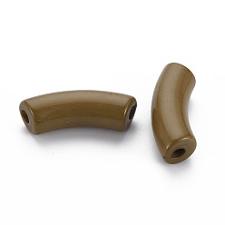Camel Opaque Acrylic Beads, Curved Tube, Camel, 36x13.5x11.5mm, Hole: 4mm, about 148pcs/500g