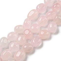 Cuarzo Rosa Natural aumentó de perlas de cuarzo hebras, pepitas de piedra rodada, 10~14x9~10x8~9 mm, agujero: 1 mm, sobre 35~36 unidades / cadena, 15.63''~15.79'' (39.7~40.1 cm)
