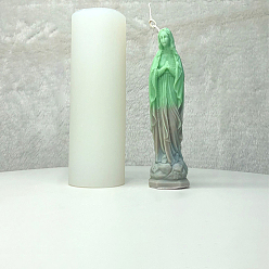 White DIY Candle Silicone Molds, Resin Casting Molds, For UV Resin, Epoxy Resin Jewelry Making, Virgin Mary, White, 5.4x14.5cm