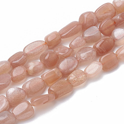 Sunstone Natural Sunstone Beads Strands, Tumbled Stone, Nuggets, 6~11x5~7x3~5mm, Hole: 1mm, about 51pcs/strand, 15.7 inch