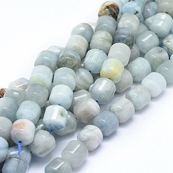 Aquamarine Natural Aquamarine Beads Strands, Column, 11~12x10mm, Hole: 1mm, about 35pcs/strand, 16.34 inch(41.5cm)