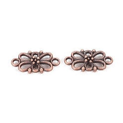 Red Copper Tibetan Style Links/Connectors, Flower, Cadmium Free & Nickel Free & Lead Free, Red Copper, 16x8x3.5mm, Hole: 1.5mm