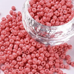 Light Coral Baking Paint Glass Seed Beads, Light Coral, 12/0, 1.5~2mm, Hole: 0.5~1mm, about 30000pcs/bag