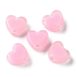 Pink Сердце акриловые бусины, бусина в бусине, розовые, 7x8x4 мм, отверстие : 1.8 мм, Около 2777 шт / 500 г