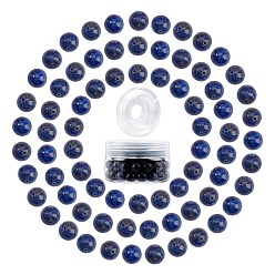 Lapis Lazuli SUNNYCLUE DIY Stretch Bracelets Making Kits, include Dyed Natural Lapis Lazuli Round Beads, Elastic Crystal Thread, Beads: 10~10.5mm, Hole: 1~1.2mm, 100pcs