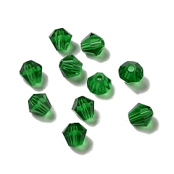 Dark Green Glass Imitation Austrian Crystal Beads, Faceted, Diamond, Dark Green, 4x4mm, Hole: 0.7mm