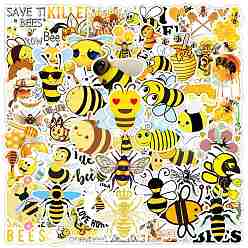 Bees Etiquetas adhesivas de pvc impermeables, para maleta, monopatín, refrigerador, casco, cáscara del teléfono móvil, ordenador, taza, patrón de abejas, 50~80x50~80 mm, sobre 50 unidades / bolsa