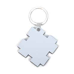 Others Blank Wood Keychain, DIY Hand Painted Keychain Making, Puzzle Pattern, 5x5cm