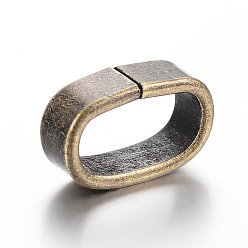 Bronze Antique 304 charmes de glissière en acier inoxydable / perles coulissantes, pour la fabrication de bracelets en cuir, ovale, bronze antique, 15x9.5x5mm, Trou: 6.5x12mm