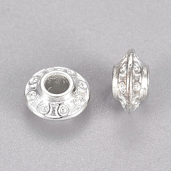 Серебро Тибетском стиле сплав Шарики прокладки, двухконусные, серебряный цвет гальваническим, без свинца и без кадмия, 6.5x3.5 мм, отверстие : 2 мм