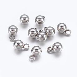 Stainless Steel Color 304 Stainless Steel Pendants, Round, Stainless Steel Color, 7.5x5mm, Hole: 1.8mm