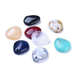 Mixed Color Acrylic Pendants, Imitation Gemstone Style, teardrop, Mixed Color, 20x18x6mm, Hole: 2mm, about 312pcs/500g