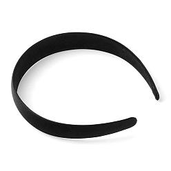 Black Plastic Hair Bands, with Cloth Covered, Black, 24~24.5mm, Inner Diameter: 105~125mm