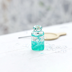 Turquoise Medio Frascos de vidrio en miniatura, micro adornos de casa de muñecas, decoraciones de utilería de simulación, medio turquesa, 13x24 mm