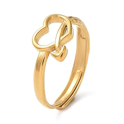 Oro Revestimiento de iones (ip) 304 anillos ajustables de corazón hueco de acero inoxidable, dorado, diámetro interior: 17.8 mm