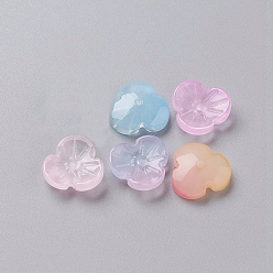 Couleur Mélangete Imitation de perles de verre de jade, fleur, couleur mixte, 12x3.6mm, Trou: 1mm