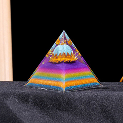 Turquoise Synthétique Pyramides d'organites en résine, avec turquoise synthétique, décorations d'affichage à la maison, 60x60mm