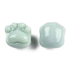 Aguamarina mediana Perlas de resina opacos, imitación de jade, garra de gato, aguamarina mediana, 14x15x13 mm, agujero: 1.8 mm