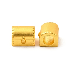 Matte Gold Color Rack Plating Alloy European Beads, Large Hole Beads, Lead Free & Cadmium Free & Nickel Free, Suitcase Box, Matte Gold Color, 9.5x10.5x7.5mm, Hole: 5mm