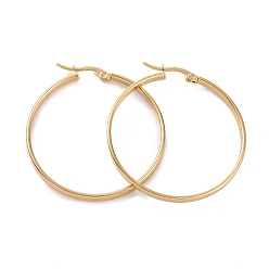 Golden 201 Stainless Steel Big Hoop Earrings with 304 Stainless Steel Pins for Women, Golden, 3x40mm