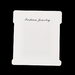 Белый Бумажные резинки для волос дисплей карты, прямоугольник со словом бижутерия, белые, 11x9.8x0.05 см, отверстие : 25x7 мм